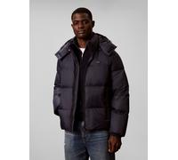 Steppjacke CALVIN KLEIN "NYLON DETACHABLE HOOD DOWN", Herren, Gr. M, blau (schwarz sapphire), Web, Obermaterial: 100% Polyester. Futter: 100% Polyester. Füllung: 80% Daunen, 20% Federn. Kapuzenfutter: