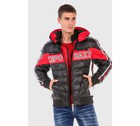 Steppjacke CIPO & BAXX "Jacke", Herren, Gr. S, schwarz, Stoff, 100% Polyester, gestreift, regular fit normal, Jacken Steppjacke, mit modischer Steppung (42685751-S) schwarz