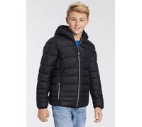 Steppjacke CMP "KID JACKET FIX HOOD", Jungen, Gr. 152, schwarz (nero), Obermaterial: 100% Polyester. Futter: 100% Polyester. Wattierung: 100% Polyester, unifarben, hoch geschlossener Ausschnitt, einge
