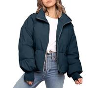 Steppjacke Damen Leichte Packbare Daunenjacke Winterjacke Taschen Übergangsjacke Stehkragen Vintage Wintermantel Winterparka Kurz Teenager Warme Pufferjacke Outdoor Freizeit Wandern Wanderjacke