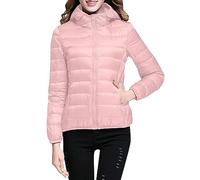 Steppjacke Damen Leichte übergangsjacke Packbare Winterjacke Kurz Winter Warm Daunenjacke mit Kapuze Outdoor Puffer Jacket mit Taschen Jackets Teenager MäDchen Pufferjacke für Freizeit Wandern Reisen