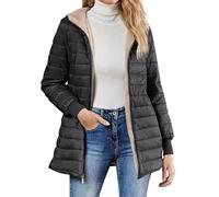 Steppjacke Damen Winter Warm Gefüttert Winterjacke Damen mit Teddyfutter Dicke Jacke Damen Warme Wintermantel Hüftlang mit Reissverschluss Steppmantel Frauen Elegant mit Taschen Winterjacken