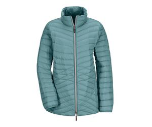 Steppjacke GOLDNER "Herbstjacke mit Daunen, Stehkragen", Damen, Gr. 44, grün (graugrün), Obermaterial: 100% Polyamid PA., Modisch, Jacken Steppjacke, 2-Wege RV (74505404-44) graugrün