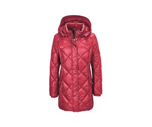 Steppjacke GOLDNER "Kapuzenmantel mit Stehkragen", Damen, Gr. 46, rot (dunkelrot), Obermaterial: 100% Polyester PES., figurumspielend, weit Sonstiges, Jacken Steppjacke, Mit Strickbündchen an den Ärme