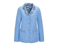 Steppjacke GOLDNER "Kurzgröße Leichte Druck-Steppjacke zum wenden", Damen, Gr. 21, blau (riviera, geblümt), Obermaterial: 100% Polyester PES., figurumspielend, mit Aufschlag, Jacken Steppjacke, Jacke