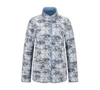 Steppjacke GOLDNER "Kurzgröße Wendejacke mit Rautenstepp", Damen, Gr. 19, blau (rauchblau, gemustert), Modern, gerade, hoch geschlossener Ausschnitt, Gerade, Jacken Steppjacke, Wendejacke (96632167-19