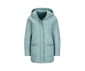 Steppjacke GOLDNER "Stilvolle Übergangsjacke mit Kapuze", Damen, Gr. 46, grün (graugrün), Obermaterial: 100% Polyamid PA., weit, Jacken Steppjacke, Bänder an der Innseite der Knopfleiste (73415144-46)
