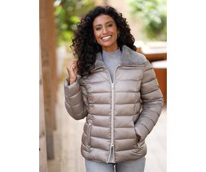 Steppjacke HEINE, Damen, Gr. 44, taupe, 55% Polyester, 45% Polyamid, Fellimitat:100% Polyester, Wattierung:100% Polyester, Jacken Steppjacke (15616407-44) taupe