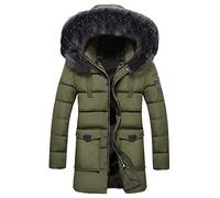 Steppjacke Herren Winterjacke Kapuze Winddichte Jacke Fleece Herrenjacke Männer Warm Jacke Daunenjacken Windjacke Daunenjacken für Herren Outdoorjacke Sportjacke Grün XL