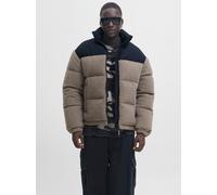Steppjacke JACK & JONES "JCOFLARE TEDDY PUFFER JACKET", Herren, Gr. XXL, desert taupe detail:blocking, Web, Obermaterial: 100% Polyester, colorblocking, relaxed fit, Jacken Steppjacke (52732242-XXL)