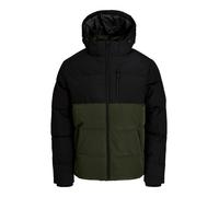 Steppjacke JACK & JONES "JJEBECKS PUFFER SN", Herren, Gr. L, schwarz (rosin detail:schwarz blocking), Web, Obermaterial: 100% Polyester, unifarben, regular fit normal, Bündchen, Jacken Steppjacke, Kun