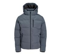 Steppjacke JACK & JONES "JJEBECKS PUFFER SN", Herren, Gr. M, grau (turbulence), Web, Obermaterial: 100% Polyester, unifarben, regular fit normal, Bündchen, Jacken Steppjacke, Kunstfaser, regular fit (