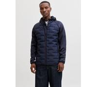 Steppjacke JACK & JONES "JJEPERFECT HYBRID JACKET NOOS", Herren, Gr. L, blau (navy blazer), Steppware, Fleece, Obermaterial: 100% Polyester, unifarben, normal, Jacken Steppjacke, mit Kapuze (53484805-