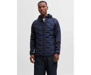 Steppjacke JACK & JONES "JJEPERFECT HYBRID JACKET NOOS", Herren, Gr. M, navy blazer, Steppware, Fleece, Obermaterial: 100% Polyester, unifarben, normal, Jacken Steppjacke, mit Kapuze (53484805-M) navy