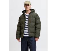 Steppjacke JACK & JONES "JJESOHO PUFFER HOOD SN", Herren, Gr. S, grün (rosin), Web, Obermaterial: 100% Polyester, unifarben, regular fit, hoch geschlossener Ausschnitt, Bündchen, Jacken Steppjacke (62