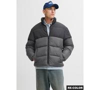 Steppjacke JACK & JONES "JJMAZE PUFFER COLLAR", Herren, Gr. XL, castlerock detail:asphalt blocking, Web, Obermaterial: 100% Polyester, regular fit normal, elastischer Bund, Jacken Steppjacke (30424350