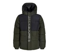 Steppjacke JACK & JONES JUNIOR "JCOSPEED PUFFER SN JNR", Jungen, Gr. 176, rosin detail:schwarz blocking, tone in tone print, Web, Obermaterial: 100% Polyester, unifarben mit Farbeinsatz, regular fit n