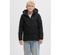 Steppjacke JACK & JONES JUNIOR "JJEOWEN PUFFER SN JNR", Jungen, Gr. 140, schwarz (schwarz detail:solid), Web, Obermaterial: 100% Polyester, unifarben, regular fit normal, Jacken Steppjacke (68594406-1