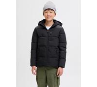 Steppjacke JACK & JONES JUNIOR "JJEOWEN REFLECTIVE PUFFER SN JNR", Herren, Gr. 176, schwarz (schwarz detail:reflective), Web, Obermaterial: 100% Polyester, regular fit normal, Jacken Steppjacke (58159