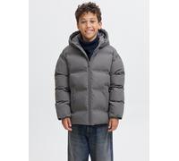Steppjacke JACK & JONES JUNIOR "JJESOHO PUFFER HOOD SN JNR", Herren, Gr. 140, grau (castlerock), Web, Obermaterial: 100% Polyester, unifarben, regular fit normal, Jacken Steppjacke (55620142-140)
