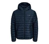 Steppjacke "JJELVIS LIGHT PUFFER HOOD PLS", Herren, Gr. 4XL, navy blazer, Web, Obermaterial: 100% Polyester, JACK & JONES PLUSSIZE, unifarben, regular fit normal, elastischer Bund, Jacken Steppjacke,