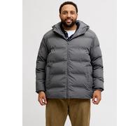 Steppjacke "JJESOHO PUFFER HOOD SN PLS", Herren, Gr. 5XL, grau (castlerock), Web, Obermaterial: 100% Polyester, JACK & JONES PLUSSIZE, unifarben, regular fit, hoch geschlossener Ausschnitt, Jacken Ste