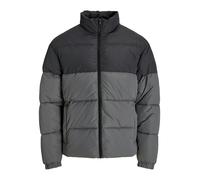 Steppjacke "JJMAZE PUFFER COLLAR PLS", Herren, Gr. 3XL, castlerock detail:schwarz blocking, Web, Obermaterial: 100% Polyester, JACK & JONES PLUSSIZE, colorblocking, regular fit, Jacken Steppjacke (300
