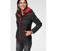 Steppjacke KANGAROOS, Damen, Gr. 42, schwarz (schwarz, rot), Web, Obermaterial: 100% Polyamid. Futter: 100% Polyamid. Wattierung: 100% Polyester, kontrastfarbene Details, unifarben mit Farbeinsatz, fi