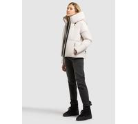 Steppjacke KHUJO "AUDREY2", Damen, Gr. M, weiß (dove weiß), Web, 100% Polyester, leicht glänzend, loose fit taillenlang, eingesetzt elastischer Bund mit Windstopper, Jacken Steppjacke (30569327-M) dov