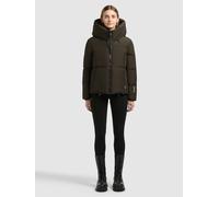 Steppjacke KHUJO "AUDREY2", Damen, Gr. S, braun (park grün), Web, 100% Polyester, leicht glänzend, loose fit taillenlang, eingesetzt elastischer Bund mit Windstopper, Jacken Steppjacke (38078226-S) pa