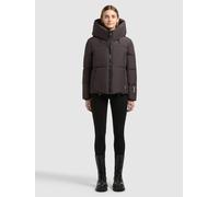 Steppjacke KHUJO "AUDREY2", Damen, Gr. XL, braun (moody plum), Web, 100% Polyester, leicht glänzend, loose fit taillenlang, eingesetzt elastischer Bund mit Windstopper, Jacken Steppjacke (54166839-XL)