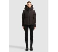 Steppjacke KHUJO "AUDREY2", Damen, Gr. XXL, braun (chocolate chip), Web, 100% Polyester, leicht glänzend, loose fit taillenlang, eingesetzt elastischer Bund mit Windstopper, Jacken Steppjacke (8211532