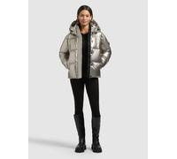 Steppjacke KHUJO "DEVINA2 SHINY", Damen, Gr. L, silber (royal silber), 100% Polyester, unifarben, regular fit hüftlang, eingesetzt elastischer Bund mit Windstopper, Jacken Steppjacke (39028255-L) roya