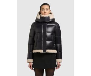Steppjacke KHUJO "NESSIE2", Damen, Gr. M (38), schwarz, Web, Obermaterial: 100% Nylon. Futter: 100% Nylon. Wattierung: 100% Polyester, leicht glänzend, unifarben, hüftlang, elastischer Bund, Jacken St