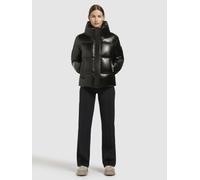 Steppjacke KHUJO "RINJA SHINY", Damen, Gr. L, dunkelgrau, 100% Polyester, glänzend, regular fit hüftlang, eingesetzt elastischer Bund mit Windstopper, Jacken Steppjacke (17554930-L) dunkelgrau