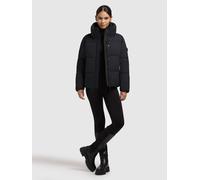 Steppjacke KHUJO "RINJA2 MATT", Damen, Gr. XXL, schwarz (obrage grau), 100% Polyester, unifarben, regular fit hüftlang, eingesetzt gerader Abschluss mit innenliegendem Gummizug, Jacken Steppjacke (781