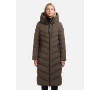 Steppjacke KHUJO "Stoane2", Damen, Gr. M (38), khaki, Material: 100% Nylon, normal knielang, hoch geschlossener Ausschnitt, elastischer Bund, Jacken Steppjacke, Winterjacke mit Kapuze (85117568-M) kha