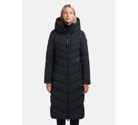 Steppjacke KHUJO "Stoane2", Damen, Gr. S (36), graublau, Material: 100% Nylon, normal knielang, hoch geschlossener Ausschnitt, elastischer Bund, Jacken Steppjacke, Winterjacke mit Kapuze (43584519-S) 