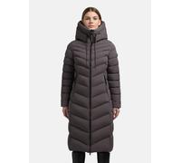 Steppjacke KHUJO "Stoane2", Damen, Gr. XL (42), dunkelgrau, Material: 100% Nylon, normal knielang, hoch geschlossener Ausschnitt, elastischer Bund, Jacken Steppjacke, Winterjacke mit Kapuze (72701111-