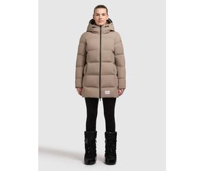 Steppjacke KHUJO "TANARE4", Damen, Gr. XS, beige (greige), 100% Nylon, unifarben, regular fit Po-bedeckend, eingesetzt elastischer Bund mit Windstopper, Jacken Steppjacke (73473067-XS) greige
