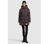 Steppjacke KHUJO "TANARE5", Damen, Gr. S, braun (moody plum), Web, 100% Nylon, unifarben, slim fit hüftlang, ohne Ausschnitt, eingesetzt elastischer Bund mit Windstopper, Jacken Steppjacke (34248332-S