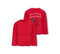 Steppjacke KIDS ONLY "KMGROSALINA QUILTED JACKET OTW NOOS", Mädchen, Gr. 122, barbados cherry print:strawberry, Web, Obermaterial: 100% Nylon, unifarben, normal normal, Rundhals, eingefasste Kante, Ja