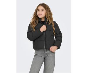 Steppjacke KIDS ONLY "KOGDOLLY SHORT PUFFER JACKET OTW", Mädchen, Gr. 116, schwarz, Web, Obermaterial: 60% Polyester, 40% Nylon, unifarben, normal hüftlang, Jacken Steppjacke, mit abnehmbarer Kapuze (
