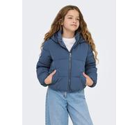 Steppjacke KIDS ONLY "KOGDOLLY SHORT PUFFER JACKET OTW", Mädchen, Gr. 146, blau (vintage indigo), Web, Obermaterial: 60% Polyester, 40% Nylon, unifarben, normal hüftlang, Jacken Steppjacke, mit abnehm