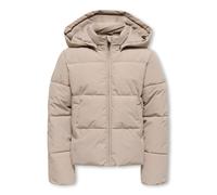 Steppjacke KIDS ONLY "KOGJUTA LIFE SHORT PUFFER OTW NOOS", Mädchen, Gr. 128, beige (etherea), Steppware, Obermaterial: 100% Polyester, unifarben, regular fit hüftlang, mit innenliegendem Gummizug, Jac