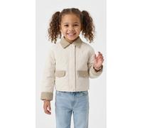 Steppjacke KIDS ONLY "KOGROSALINA QUILTED MIX JACKET VD OTW", Mädchen, Gr. 128, beige (moonbeam detail:corduroy, silber mink), Web, Obermaterial: 100% Nylon, kontrastfarbene Details, Basic, Rundhals, 