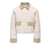 Steppjacke KIDS ONLY "KOGROSALINA QUILTED MIX JACKET VD OTW", Mädchen, Gr. 128, moonbeam detail:corduroy, silber mink, Jacken Steppjacke, mit kontrastfarbigen Besetzen (67199522-128) moonbeam detail:c