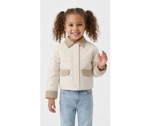Steppjacke KIDS ONLY "KOGROSALINA QUILTED MIX JACKET VD OTW", Mädchen, Gr. 164, beige (moonbeam detail:corduroy, silber mink), Web, Obermaterial: 100% Nylon, kontrastfarbene Details, Basic, Rundhals, 