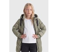 Steppjacke KIDS ONLY "KOGSKYLAR HOOD JACKET VD OTW", Mädchen, Gr. 164, grün (vetiver), Web, Obermaterial: 100% Polyester, unifarben, Basic knieumspielend, Rippbündchen, Jacken Steppjacke, Langjacke mi