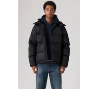 Steppjacke LEVI'S "ROCKWELL HOODED PUFFER 1", Herren, Gr. L, schwarz (jet schwarz rip stop), Web, Obermaterial: 100% Polyester, bequem hüftlang, elastischer Bund, Jacken Steppjacke, Hoher Stehkragen,